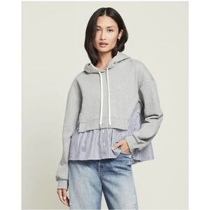 Veronica Beard Gray Hoodie with Blue Stripes